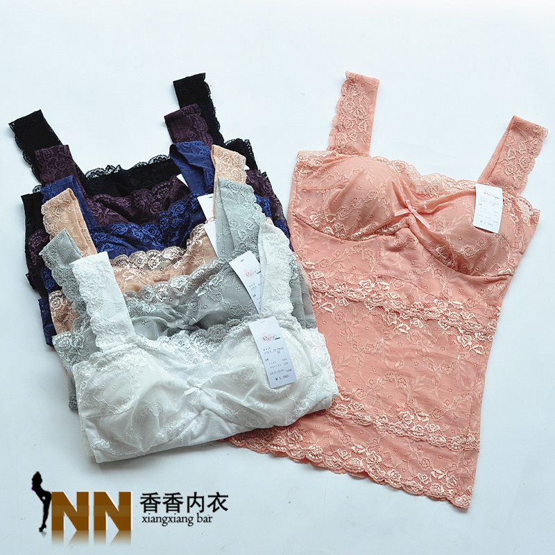 2013 women's underwear back single tier lace belt pad ultra long basic gauze vest