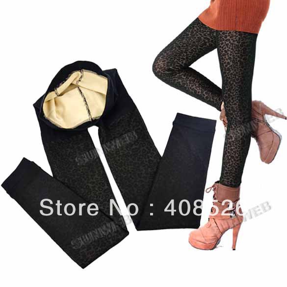 2013 Women's Winter Diamond Patterned Leopard Stretch Leggings Thick Tights Pants Stockings free shipping 8609