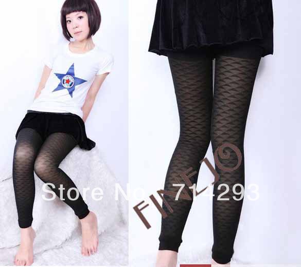 2013 Women's Winter Fish Scales Patterned Stretch Leggings Tights Pants Thick Stockings Free shipping 8890