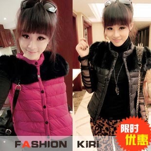 2013 women's winter new arrival Women casual fashion fur collar wool sweater vest outerwear