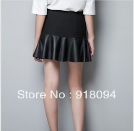 2013  Women Sexy Black PU Leather Mini Skirts , S,M,L Three Size,Free shipping