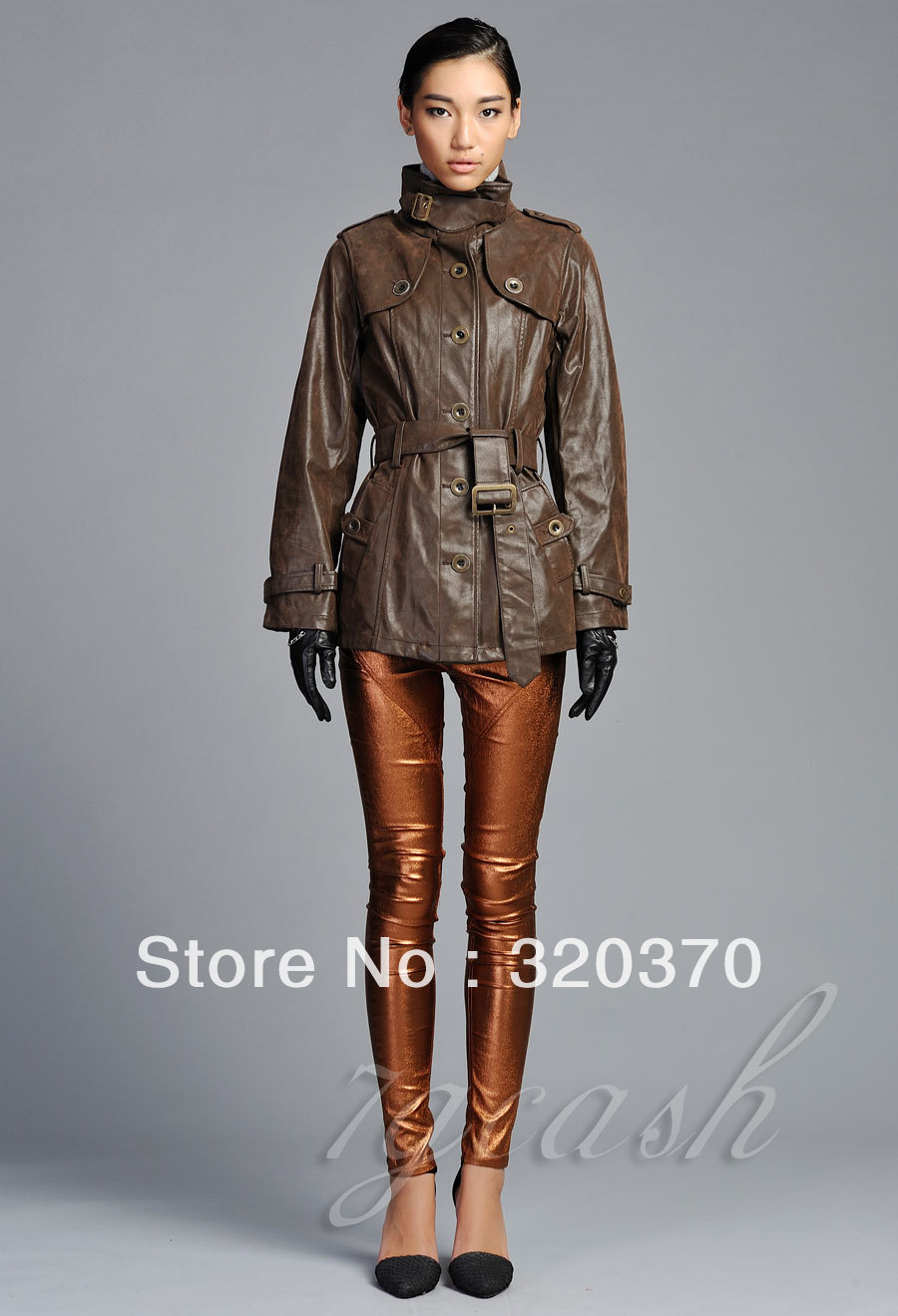 2013 Women slim waist medium-long scrub retro leather clothing,women's outerwear,free shipping!