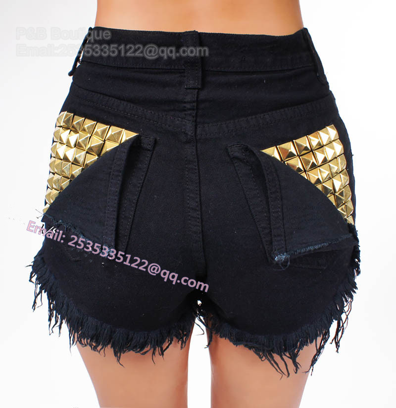 2013 women summer   SPIKED STUDDED FESTIVAL HIGH WAISTED SHORTS VINTAGE