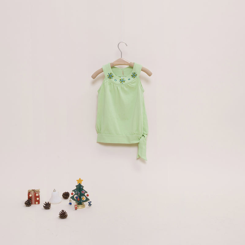 2013mc spring and summer product girls clothing green product vest t b177 winter