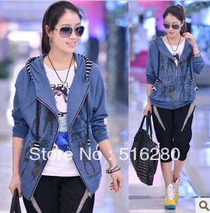 2013NEW  FREE  SHIPPING  woman jacket /spring coat / print  casual coat   Hooded Outerwear /UNSIZE