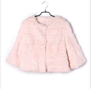 2013new women's hot selling pink rabbit fur coat