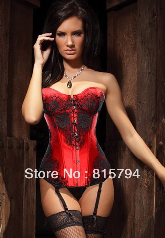 2013Newest Body Shapers, CLASSICAL LACE OVERLAY CORSET,Red and Green Purple Gray color wholesales, top qualtiy