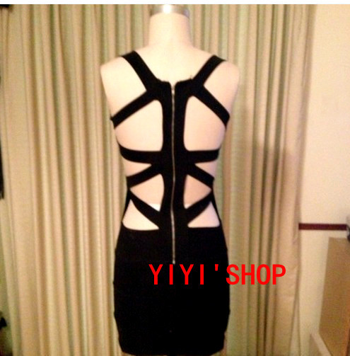 2013Sexy V-neck racerback back cutout bandage one-piece dress skirt dress