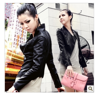 2013spring Locomotive small PU leather brief paragraph cultivate one's morality Big yards female jacket coat 1179 jackets