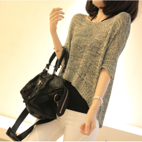 2013summer new arrival fashion half sleeve o-neck pullover sweater loose sun protection clothing