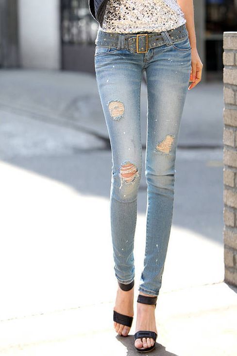 2013the new fashion Ladies pure tight lowDenim pants / worn Skinny Distrressed  Pants /hot sales /free shipping