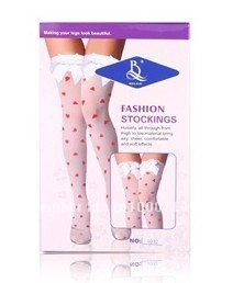 2020  Fashion Sexy Lace Top Thigh High Stockings with White Butterfly Knot (White)