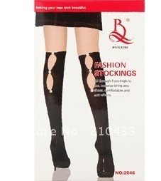 2046 Fashion Thigh-Highs Stockings Hosiery (Black)