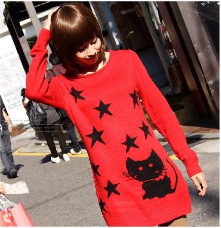 2047 pattern print sweater dress sweater