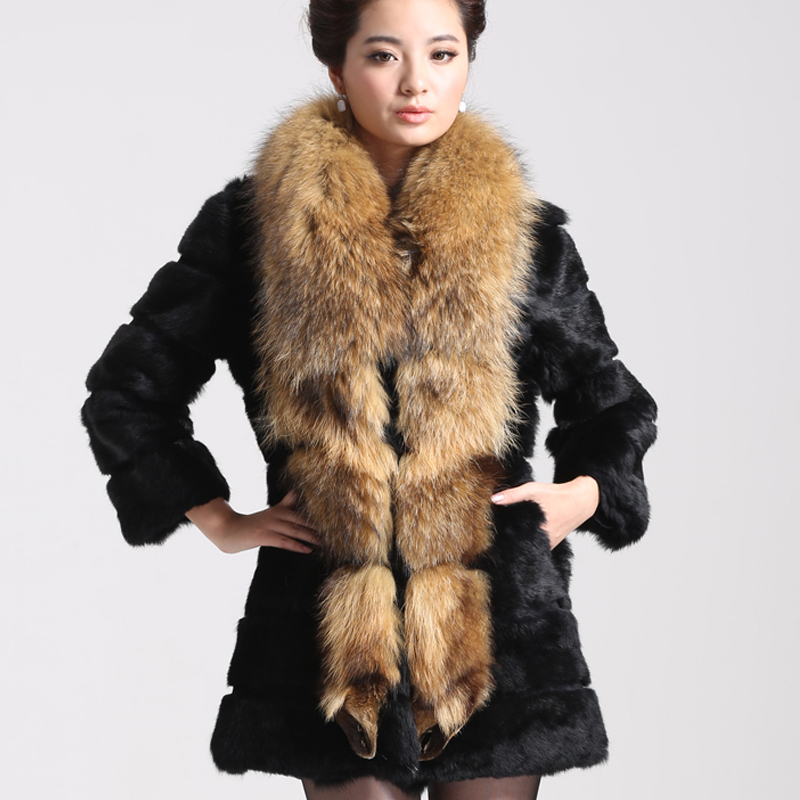 205ykl fur 2012 winter big fox rabbit fur fashion medium-long