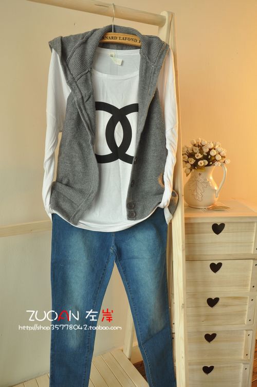 206 2012 autumn racerback with a hood vest design knitted vest 3