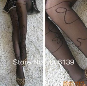 2073 fashion daffodils  Flower jacquard tights,Black silk stockings 5pcs/lot Free Shipping