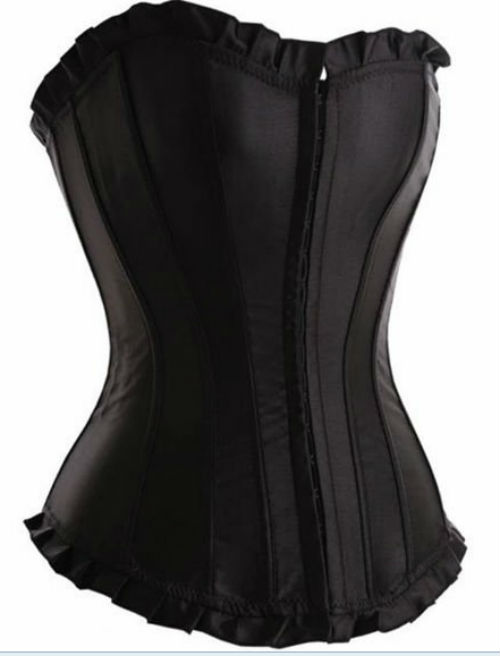 2080--sexy lingerie lace up bone black overbust corset and bustier size S-2XL