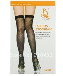 2081 Fashion Spider Net Pattern Thigh-Highs Stockings Hosiery (Black)