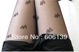 2087  fashion double love jacquard core-spun yarn pantyhose 5pcs/lot Free Shipping