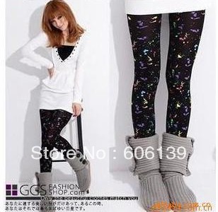 2092 fashion Color super-thin elastic paint printed  tights/madam leggings 5pcs/lot Free Shipping