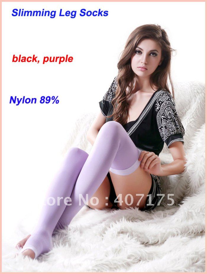 20pairs  black and purple Yoga/Sleep Compression 3D Lower Leg Calf Slimming Sleep Over Knee Socks(OPP bag)