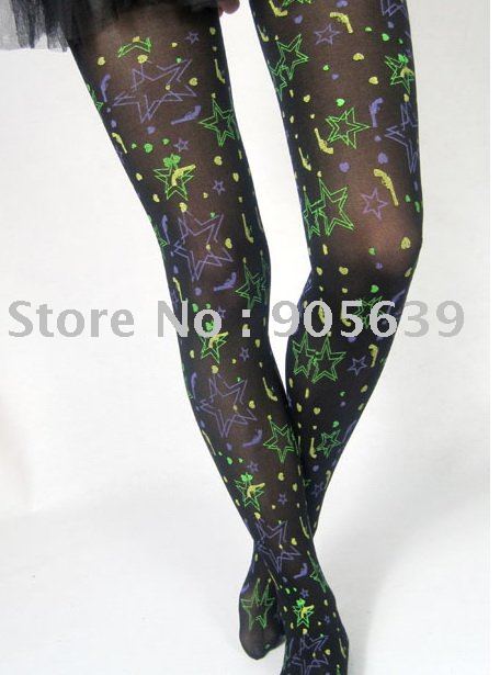 20pairs/lot  free shipping  best selling summer fashion lucky star logo stocking lady's high stretchy silk pantyhose