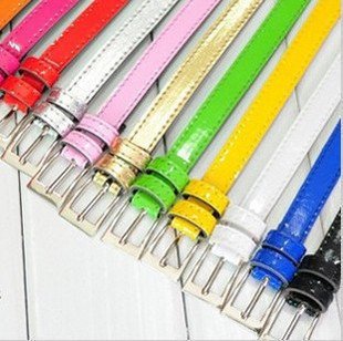 20pcs/lot  Women Skinny Fashion PU Faux Leather Belt Buckle Blue, gold, red, orange,  white, black, rose color wholesale