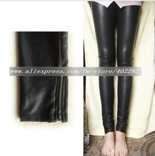 20pcs/lots Wholesale faux leather legging,leather stretch leggings with zipper