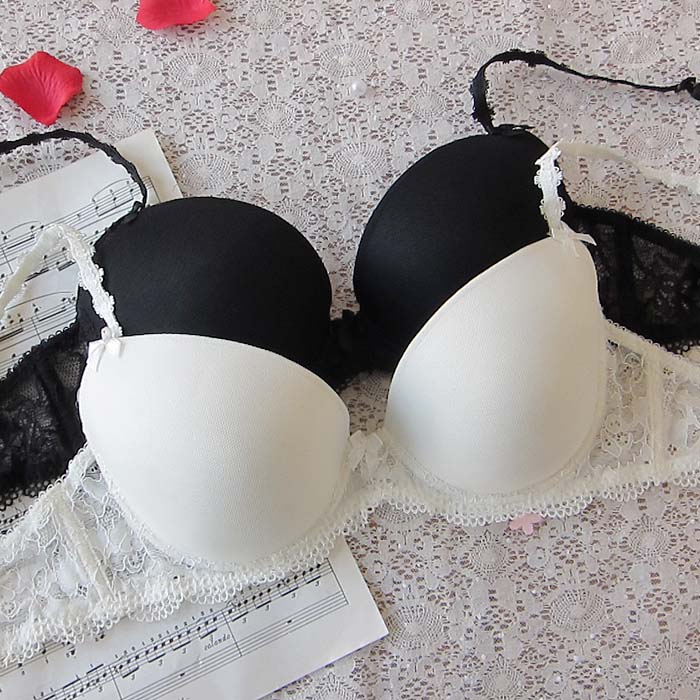 210a manguun black lace gauze glossy thin sponge bra 70c