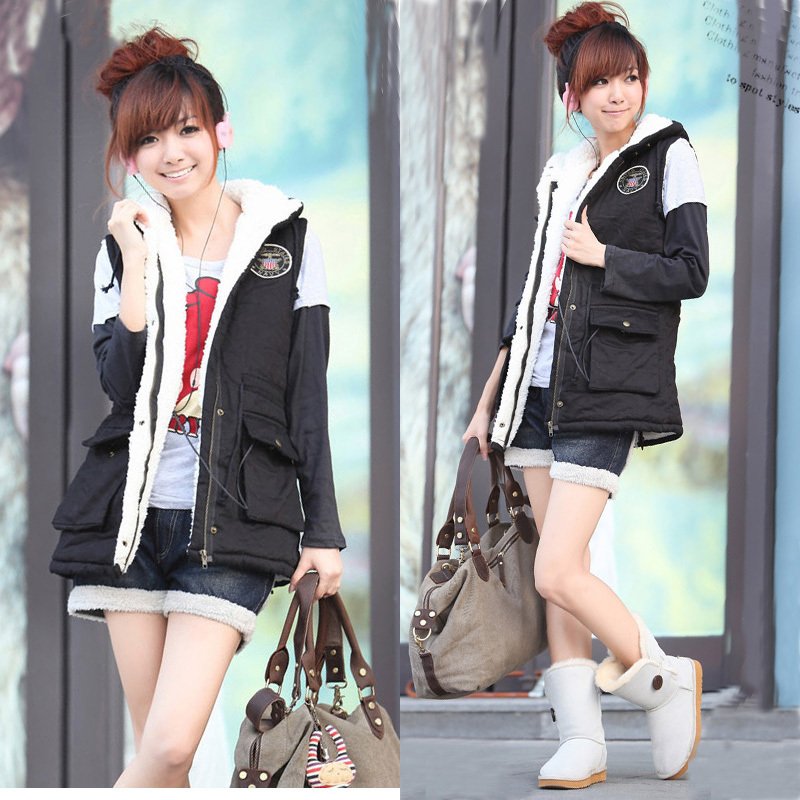 211 2012 autumn and winter new arrival fashionable casual thickening berber fleece hooded medium-long vest