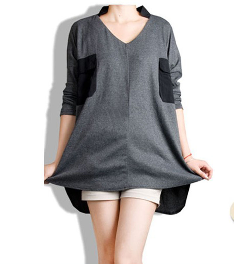 212 autumn maternity clothing fashion maternity top loose o-neck long design maternity t-shirt