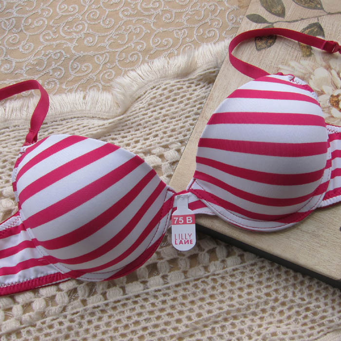 212b shopping cart red and white stripe underwear thin sponge bra 75b80b85b