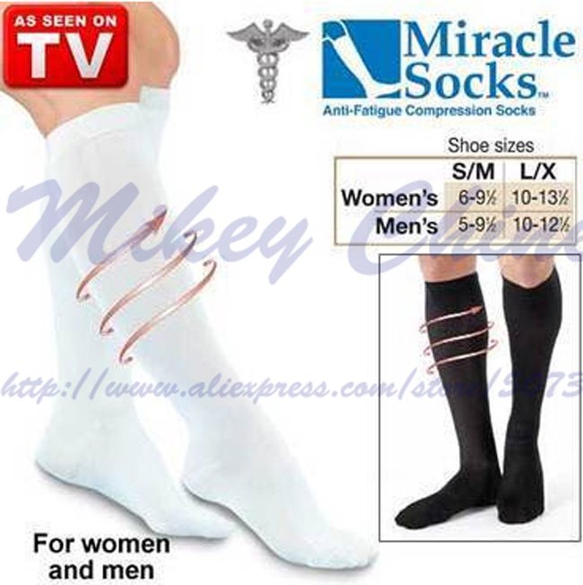 240pairs Wholesale Free Shipping New Arrival Miracle Socks Anti Fatigue Compression Stocking with Color Box Packag