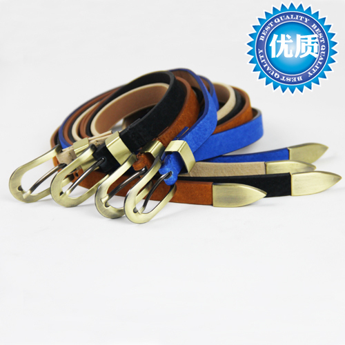 243p genuine leather strap pigskin piece set metal thin belt female