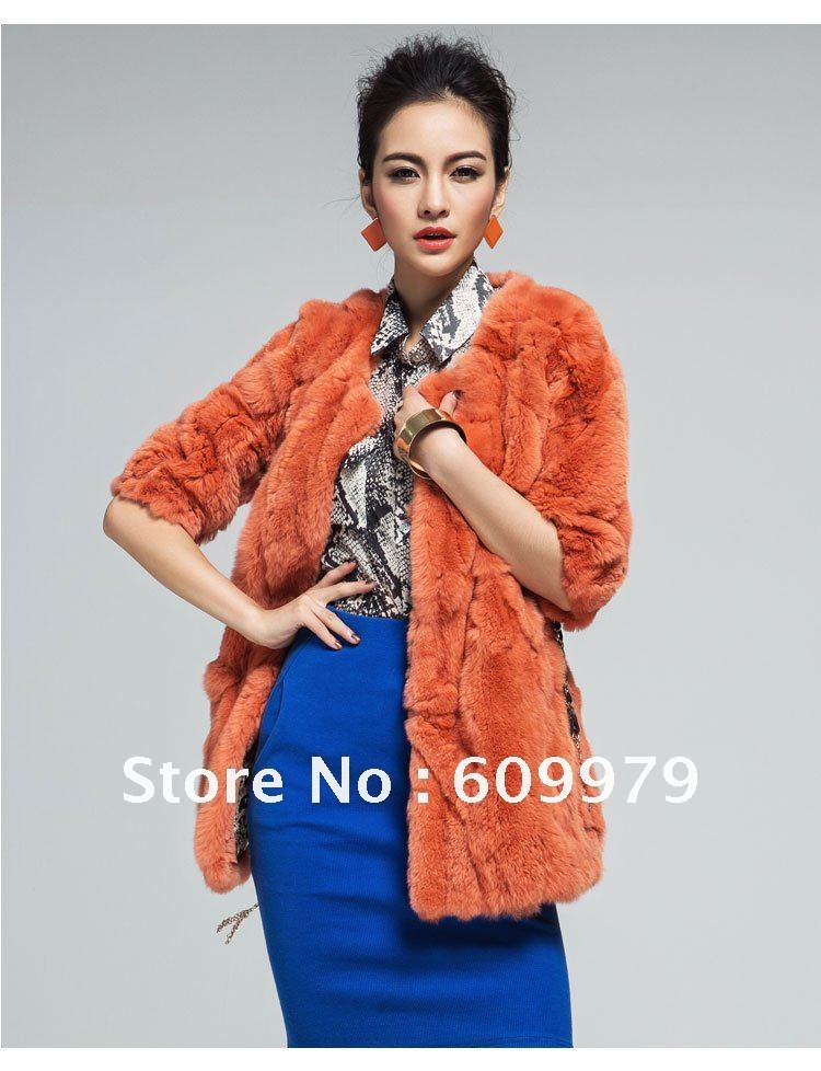 25% off 2012 New Design Rex Rabit Fur Coat Women FR00160 Size of  M, L, XL, XXL, XXXL