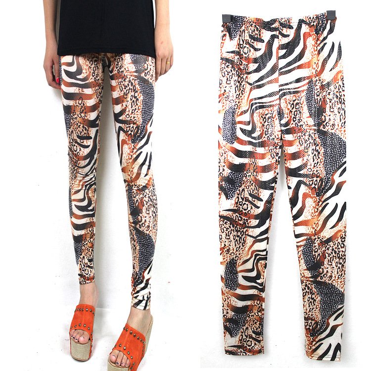 25% OFF!fashion Europe/America pupolar sexy zebra grain print imitation leather women leggings/Capri pants,mix wholesale