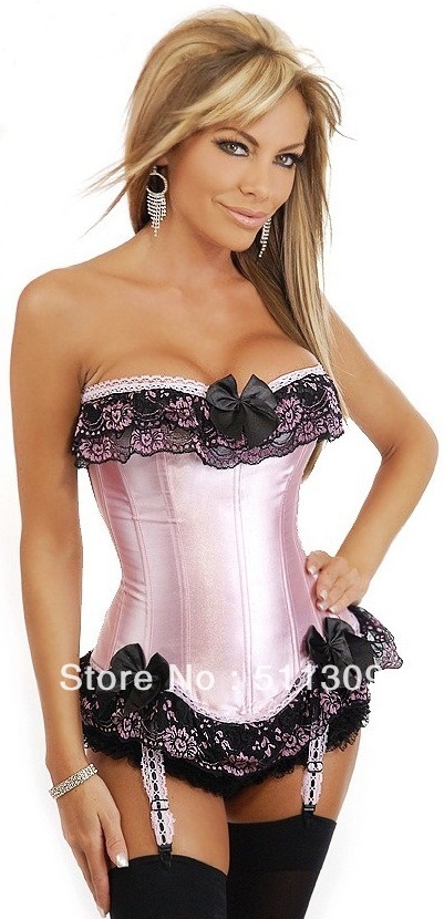 2620 - Freeshipping , Bustier , Lingerie ,Pink overbust Corset