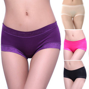 2686 modal mid waist women's seamless panties lace sexy plus size panties 100% cotton trunk