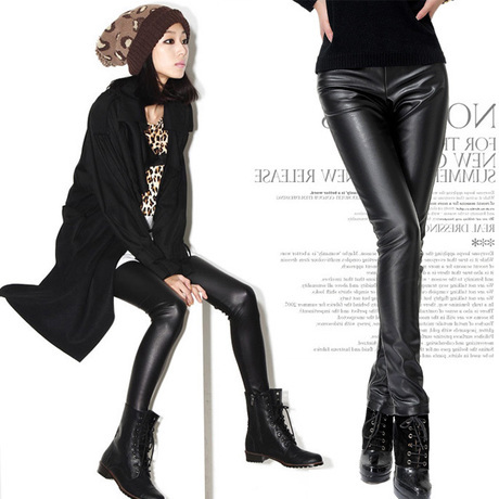 2791 women's fashion personality matt faux leather pants basic pencil pants