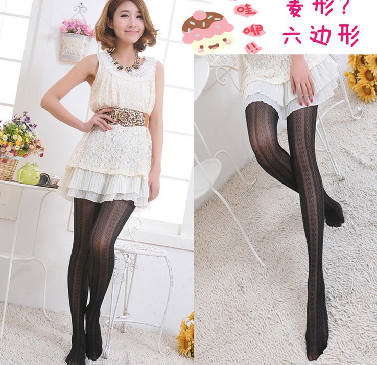 2831 South Korea hosiery diamond hexagon leggings pantyhose charm fashion 10pcs/lot Free Shipping