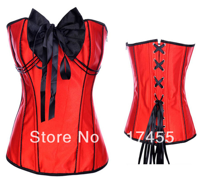 2850 Dropshiping  Women shaper sexy lingerie satin corset  red  wholesale