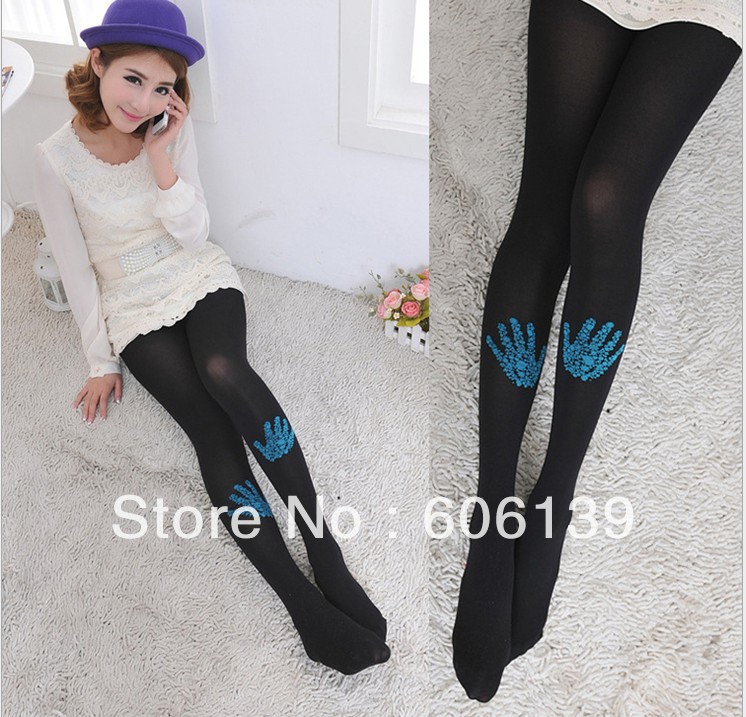 2860 Korea edition female socks knee handprints velvet stockings pantyhose  5pcs/lot Free Shipping