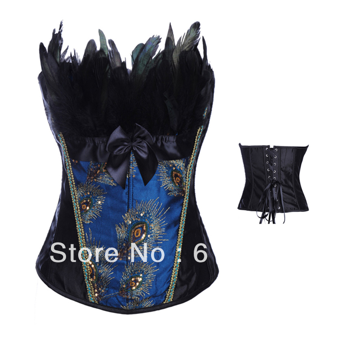 2871 Dropshiping  Women shaper sexy lingerie satin  Peacock Princess Corset  wholesale