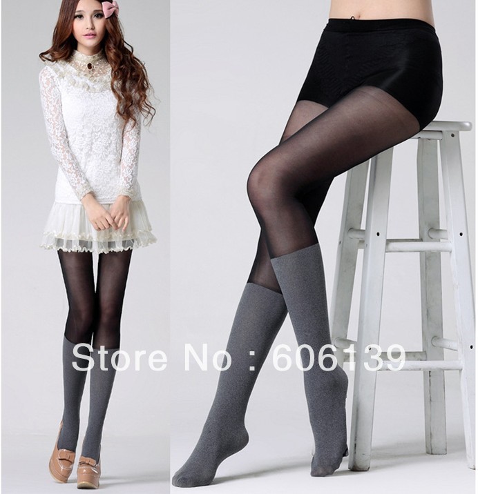 2872 Korea edition socks Sesame velvet splicing silk stockings tights 5pcs/lot Free Shipping