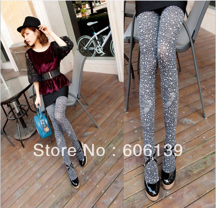 2887  spring  style Little thin dots  dots snow flowers cat pantyhose Render pantyhose 5pcs/lot Free Shipping