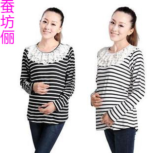 2g maternity  clothing autumn top fashion  T-shirt long-sleeve stripe  t-shirt