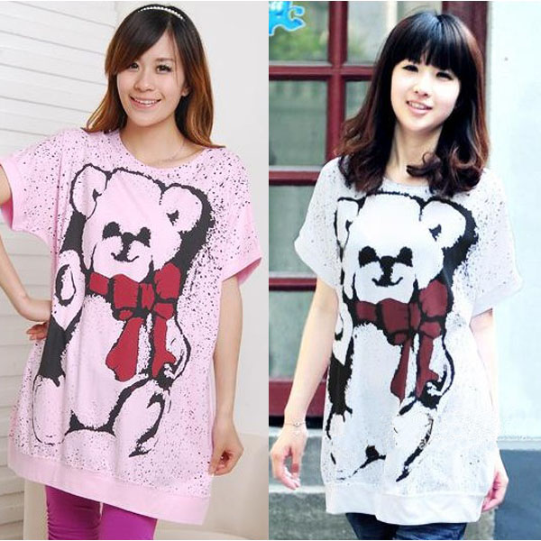 2g maternity  clothing bow bear print  dress bow bear t-shirt