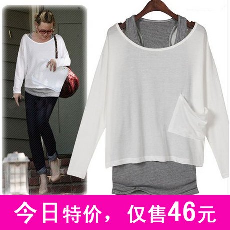 2g maternity Mooren fashion  spring autumn  clothing batwing long-sleeve shirt T-shirt twinset loose shirt