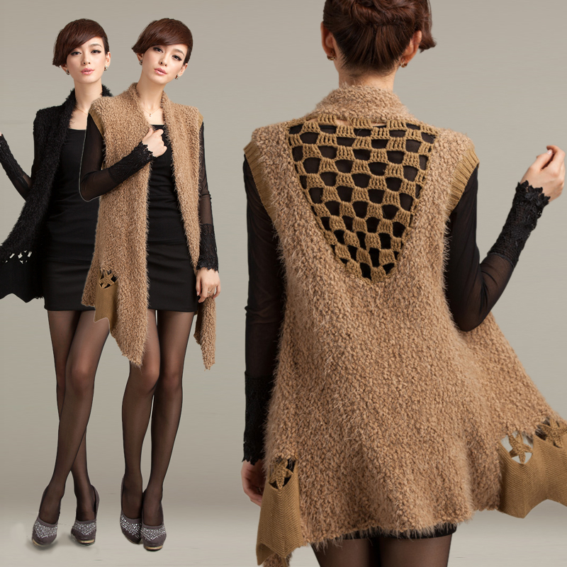 2h1 NEW autumn vintage handmade crochet medium-long cutout knitted  outerwear cardigan cape women's sweater party birthday dress